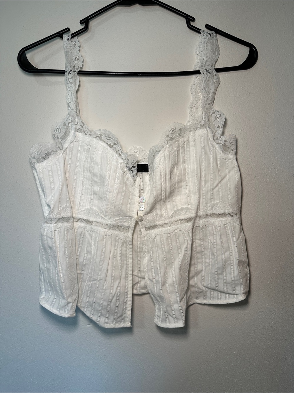 Lulu's White Lace Trim Camisole Tank